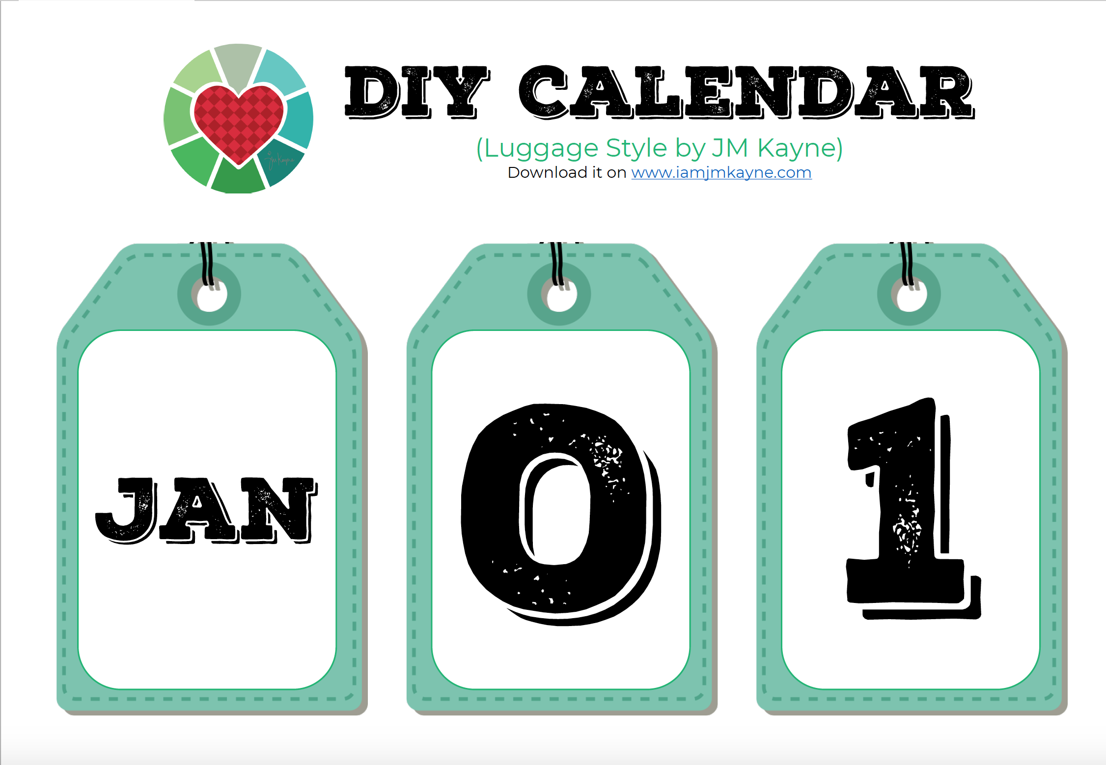 DIY - Printable Creative Calendar (Luggage bag style)